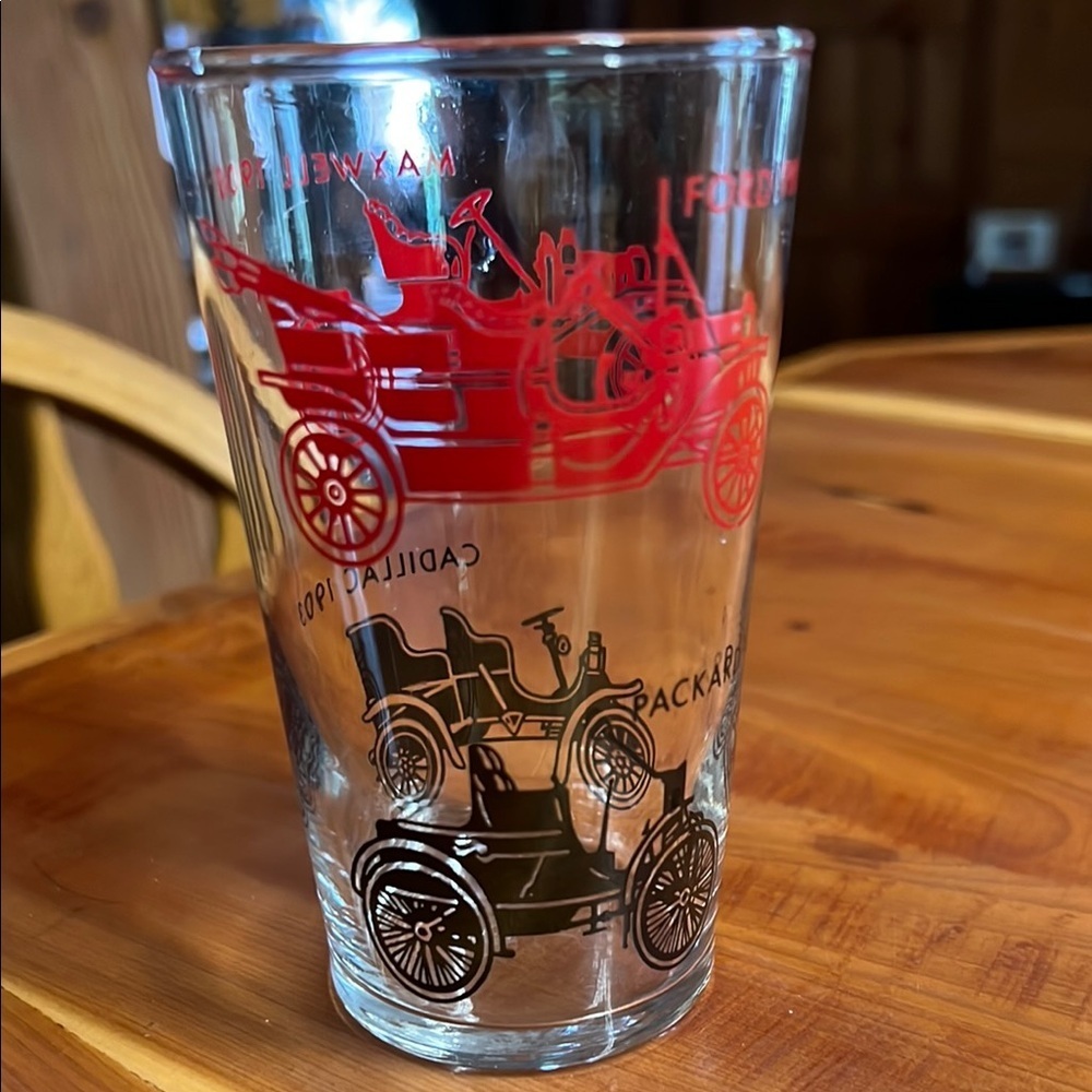 Vintage Car Design Glass Tumbler Old Car's Collectors Glass Packard 1899